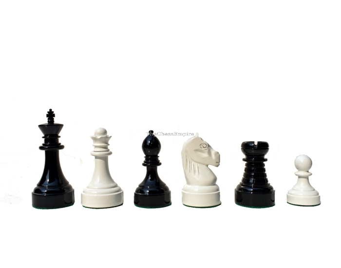 Mechanics Institute Chess Pieces <br> Ivory white & Black Lacquered <br> 4.25" King