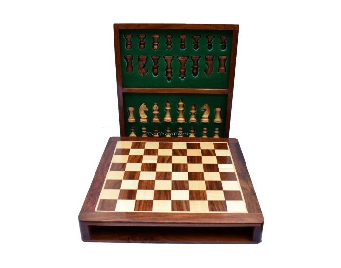 Travel Magnetic Chess set  <br> Maple & Sheesham <br> 7 Square 