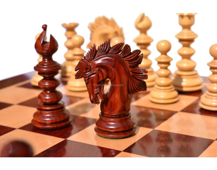 Designer Savano Series Chess Pieces <br> Boxwood & Padauk Matte Finish <br> 4.4" King