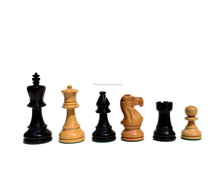 AIW-350 Series Chess Pieces <br> Boxwood & Black Lacquered <br> 3.75" King
