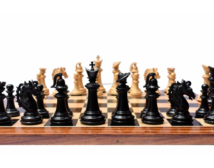 Limited Edition The Legendary Akhal-Teke Stallion chess set <br> Boxwood & Ebony <br> 4.5" King with 2.5" square Chess Board
