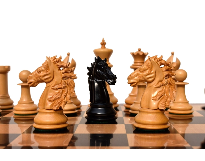 The Alexander Stallion Chess Pieces <br> Boxwood & Ebony <br> 4.4" King