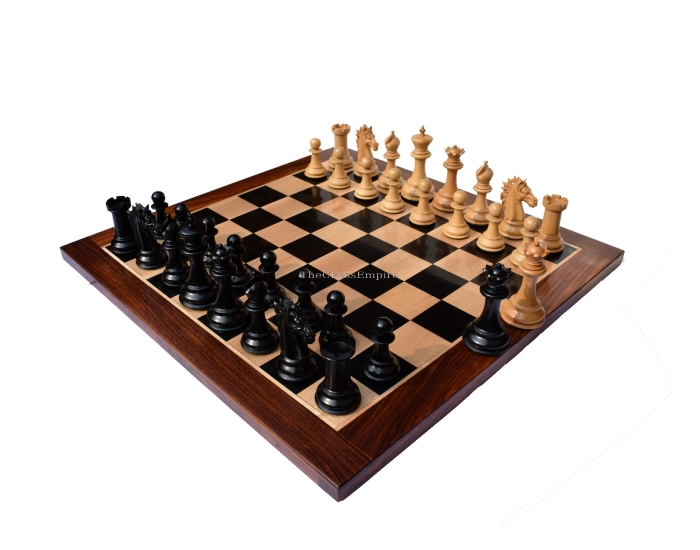 The Alexander Stallion Chess set <br> Boxwood & Ebony <br> 4.4" King with 2.25" Square Chess Board