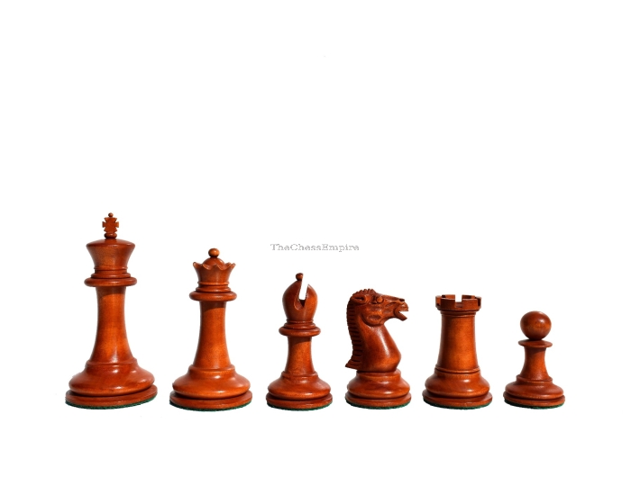 Circa 1855 Anderssen Drop Jaw Series Chess Pieces <br> Antiqued Boxwood & Ebony <br> 3.5" King