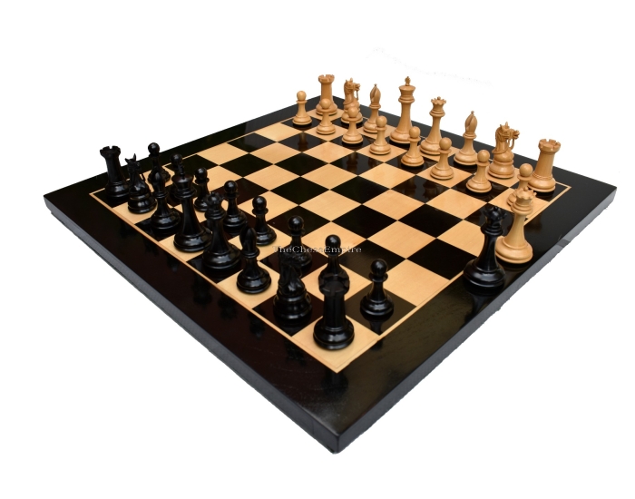 Antarctica Series Chess Set <br> Boxwood & Ebony <br> 4" King with 2.25" Square Tournament Series Chess Board