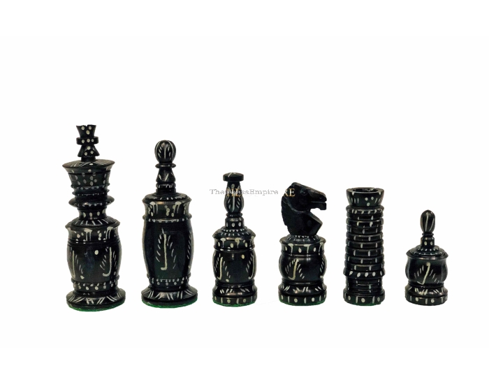 The Barley Corn Series chess pieces <br> Natural Bone & Stained Bone Crafted <br> 4" King