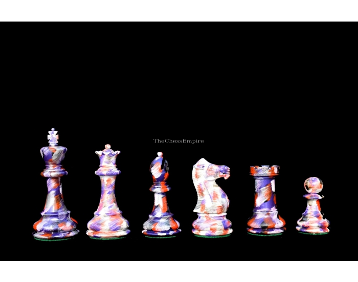 The Carnival Series Chess Pieces <br> Ivory White & Purple Lacquered <br> 4" King