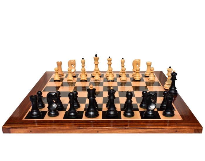 Zagreb 59 Series Chess Set <br> Boxwood & Ebony <br> 3.9" King with 2" Square Chess Board 