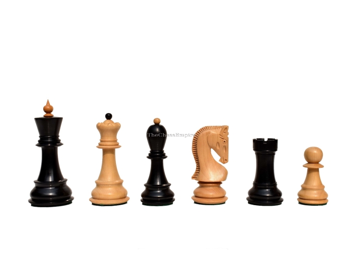 Zagreb 59 Series Chess Pieces <br> Boxwood & Ebonized <br> 3.9" King 