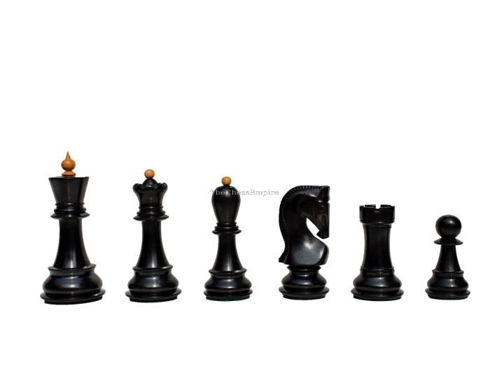 Zagreb 59 Series Chess Pieces <br> Boxwood & Ebony <br> 3.9" King 