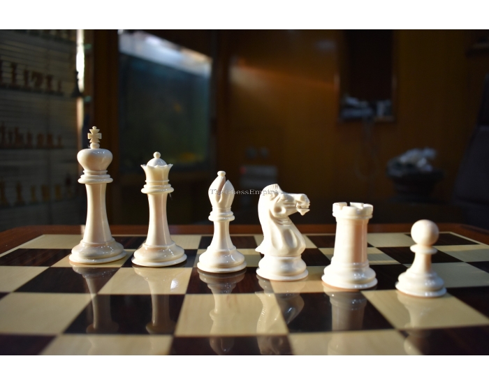 The Bone Staunton Chess Pieces <br> Natural Bone & Black <br> 3.5" King