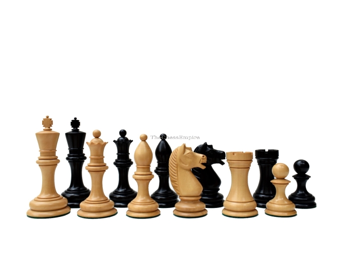 The Botvinnik Flohr Series Chess Pieces <br> Boxwood & Ebony <br> 4" King