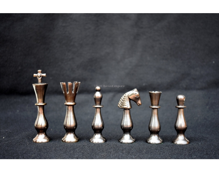 The Majestic Series Chess Pieces <br> Natural Brass & Antiqued Brass <br> 3.5" King 