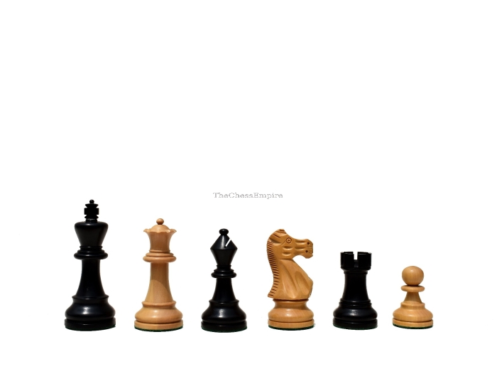British Series Chess Pieces <br> Boxwood & Ebonized <br> 3.25" King