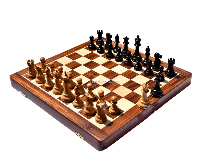 The British Staunton <br> Boxwood & Ebonized <br> 4" King with 18" chess board