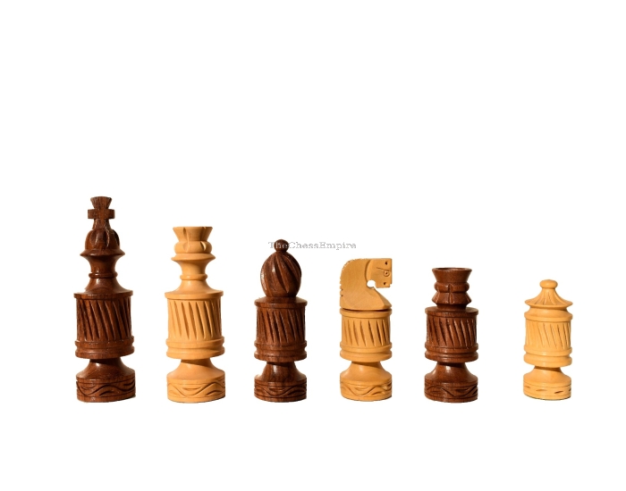 Candle Series Hand Carved Chess Pieces <br> Boxwood & Sheesham <br> 4" King