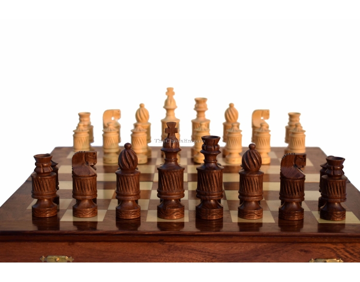 The Candel Series chess set <br> Boxwood & Sheesham <br> 3.75" King with 16" Chess Board