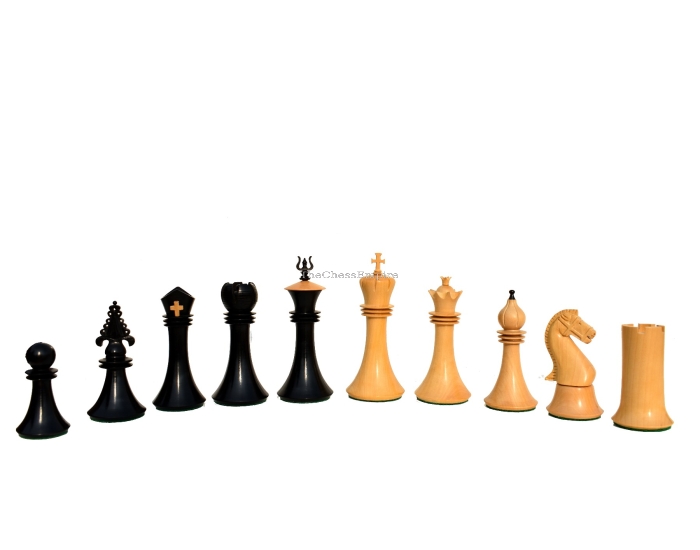 Amazon Queen, Jester ,Archbishop & Chancellor Best Chessmen Series Capablanca Chess Pieces <br> Boxwood & Ebony <br> 4.25" King