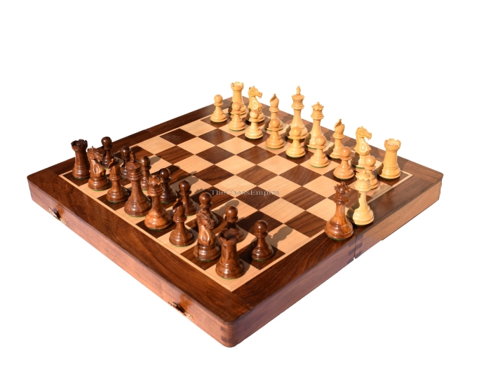 The Centurion Series Boxwood & sheesham wood chess set 3" King with 16" Chess board