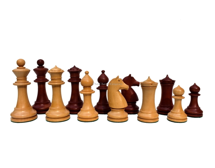 The Chavet series Chess Pieces <br> Boxwood & Brown Glided <br> 3.75" King
