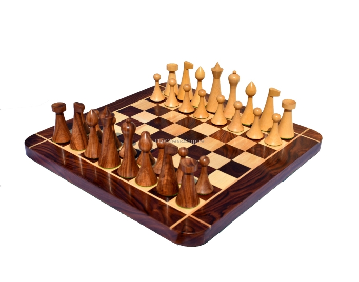 Hermann Ohme Chess Set <br> Boxwood & Sheesham <br> 3.75" King with 1.75" Square Chess Board
