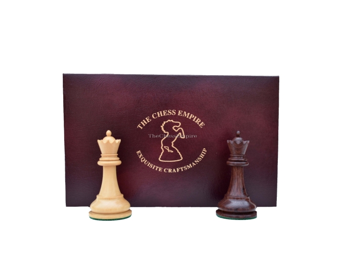 The Chess Storage Box Burgundy Leatherette 3.75" to 4.25" KIng Chess Pieces