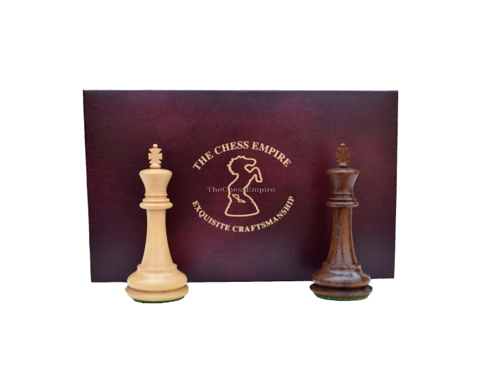 The Chess Storage Box Burgundy Leatherette 3" to 3.75" KIng Chess Pieces