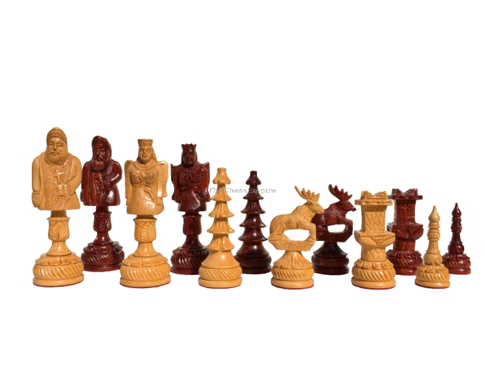 The Santa Series Hand Carved Chess Pieces Matte Finish <br> Boxwood & Padauk <br> 5.5" King