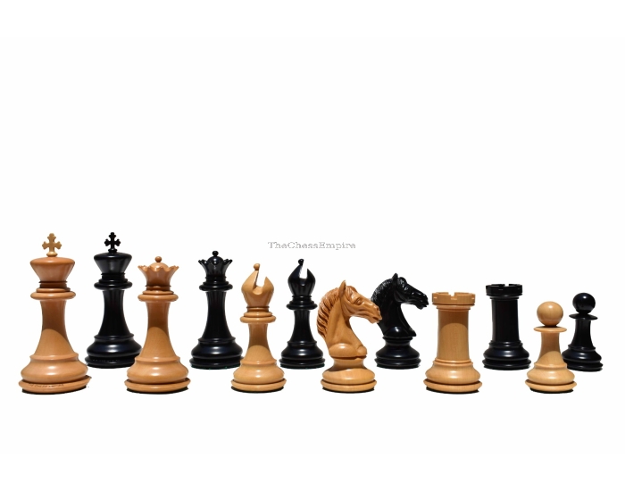 The Conqueror Series chess pieces <br> Boxwood & Ebony <br> 4.4" King Matte Finish 
