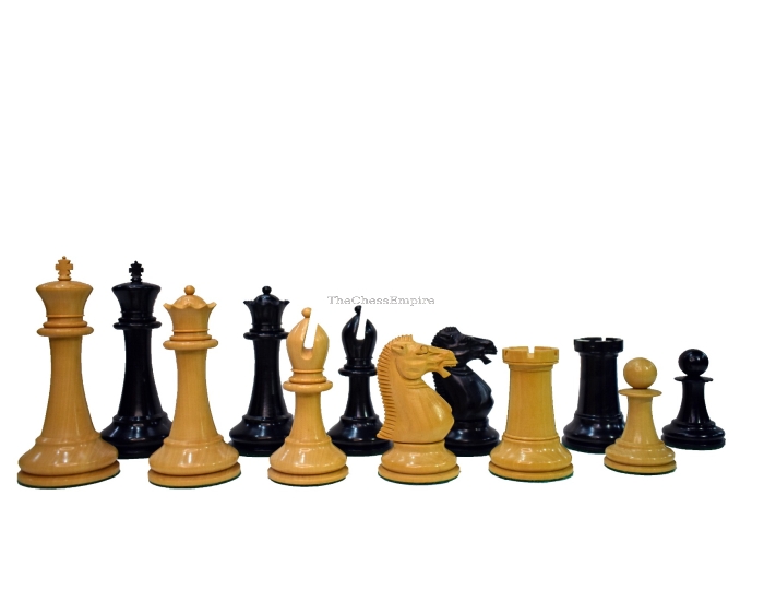 Anderssen Drop Jaw Chess Pieces <br> Boxwood & Ebony <br> 4.4" King