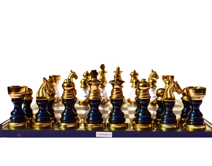 The Moon Light Series Aluminum chess set 4.25" King with <br> 16" Chess Board