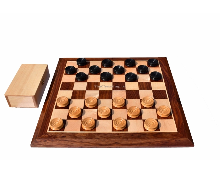 Tournament Series Checkers set Boxwood & Ebonized <br> 1.75" with 2" square board