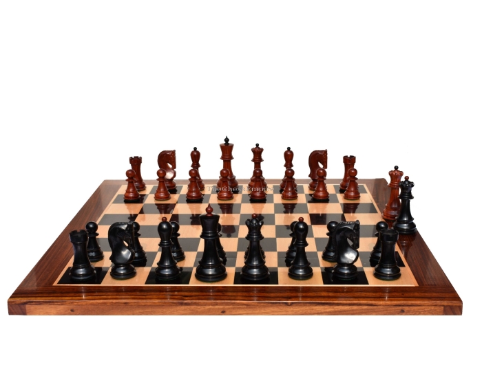 Zagreb 59 Series Chess Set <br> Ebony & Padauk <br> 3.9" King with 2" Square Chess Board 