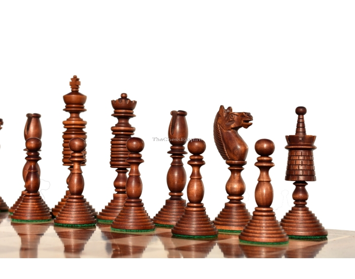 English Pre-Staunton chess pieces reproduction <br> Antique Boxwood & Ebony 4.625" King 