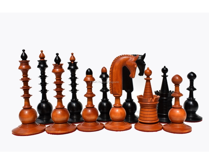 Dutch 8th Century Chess Pieces <br> Antiqued Boxwood & Ebony <br> 4.5" King