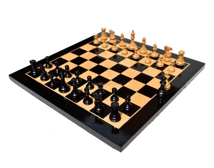 The Windsor Series Chess Set <br> Boxwood & Ebony <br> 3.5" King with 2" Square Tournament Series Chess Board