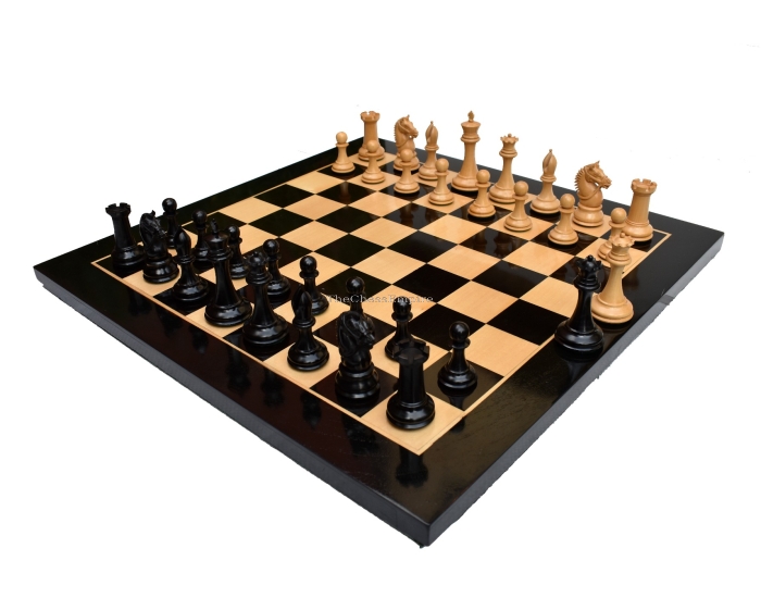 American Staunton Chess Set <br> Boxwood & Ebony <br> 4" KIng with 2.25" Square Tournament Series Chess Board