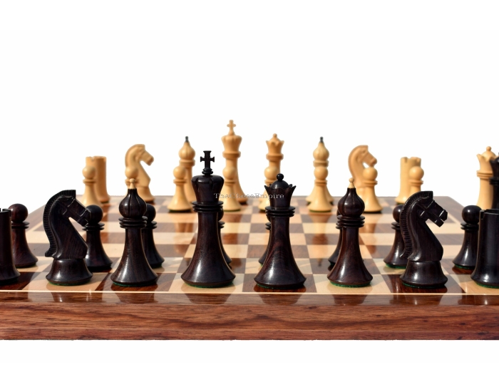Forever Chessmen Series complete chess set <br> Boxwood & Rosewood <br> 3.5" King with 2" Square chess board