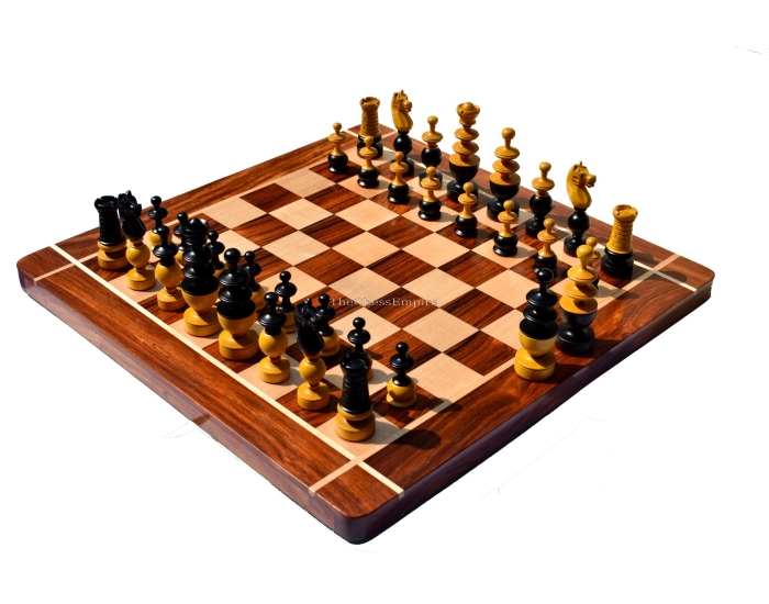 The Classical French Regency <br> Antiqued Boxwood & Black Matte Finish <br> 4.4" with 2" Square chess board