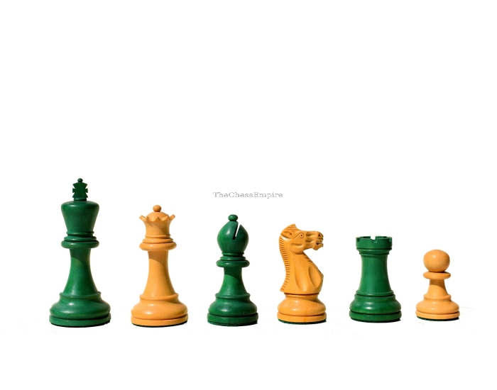 Grandmaster Series Chess Pieces <br>  Boxwood & Green Gilded Boxwood <br>  3.75" King