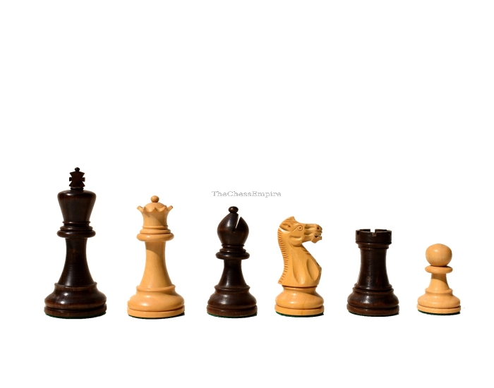 Grandmaster Series Chess Pieces <br> Boxwood & Walnut Gilded Boxwood <br> 3.75" King