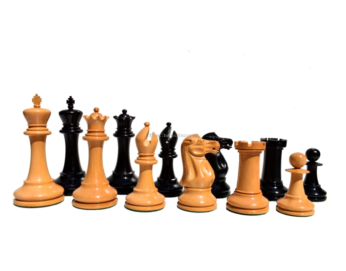 Hampshire Series Chess Pieces <br> Boxwood & Ebony <br> 4.4" King