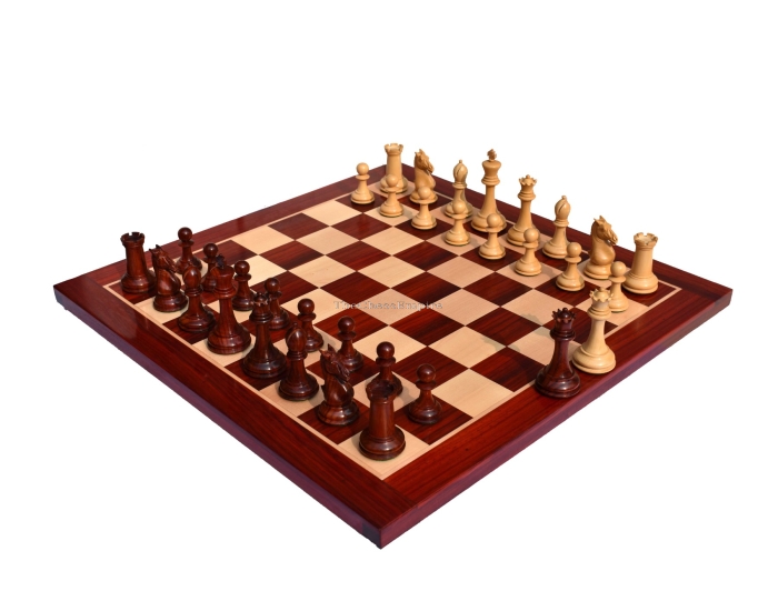 New Hasting Series chess set <br> Boxwood & Padauk <br> 4.25" King with 2.25" Square chess board