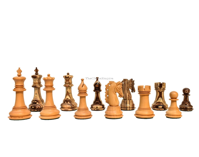 The Hector Series 4" Chess Pieces <br> Boxwood & Compress Woods <br> 4" King