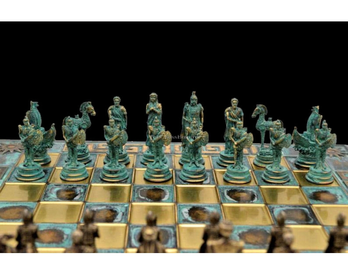 Battle of Troy Chess Set <br> 28 x 28 cm bronze chess board <br> 2.5"King
