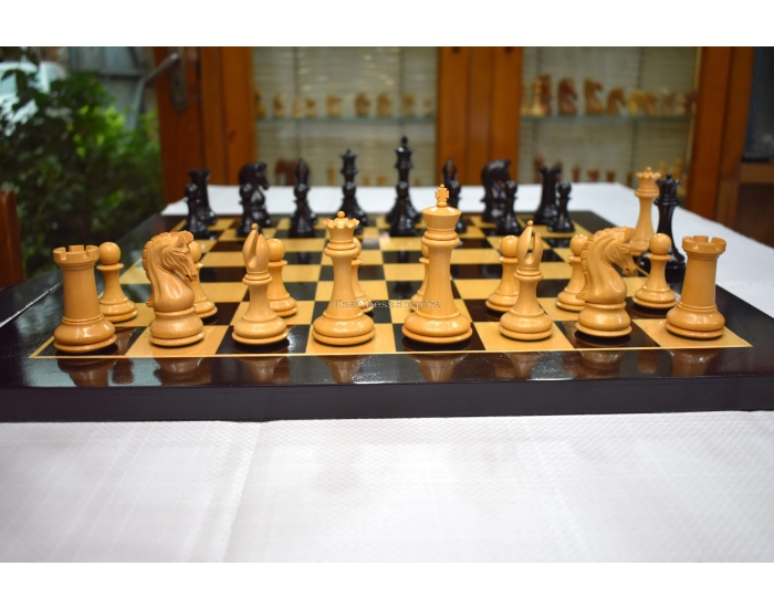 Imperial Series chess set <br> Boxwood & Ebony <br> 3" King with 2" square chess board