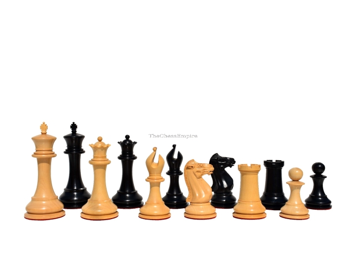 Exclusive 1849 Series Chess Pieces <br> Boxwood & Ebony <br> 4.4" King