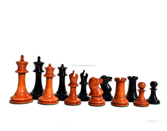 The Harrwitz Series Chess Pieces <br> Antiqued Boxwood & Ebony <br> 3.5" King