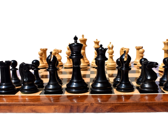 Jaques Morphy Staunton Chess Pieces reproduction <br> Boxwood & Ebony <br> 4.4" King 