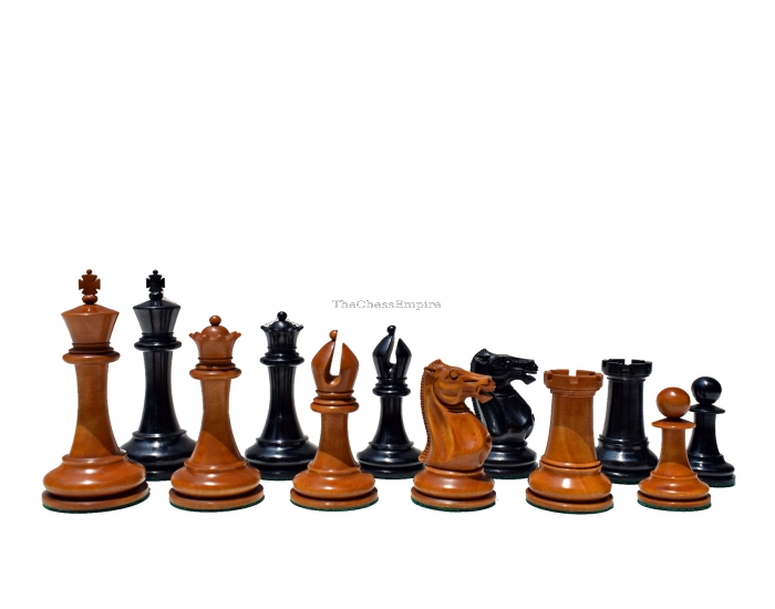 1853 Jaques Paulsen Series Chess Pieces <br> Antiqued Boxwood & Ebony <br> 3.5" King